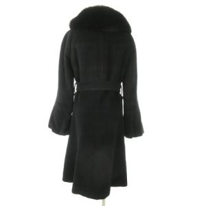 TO BE CHIC ステンカラーコート ロング アンゴラ ファーカラー フォックス 毛皮 バルーンスリーブ サテンリボン 42