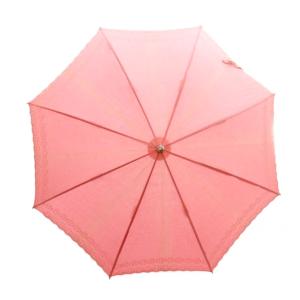 CELINE 長傘 雨傘 日傘 コンパクトサイズ レース メタルパーツ ロゴ 刺繍 ピンク 銀 シルバー /MP GY04