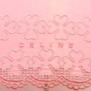 CELINE 長傘 雨傘 日傘 コンパクトサイズ レース メタルパーツ ロゴ 刺繍 ピンク 銀 シルバー /MP GY04