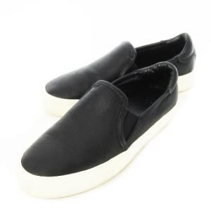 スリッポン スニーカー レザー 革 シボ革 ロゴ刻印 24.5cm 黒 ブラック /CK7 GY04