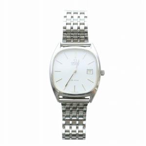 OMEGA ジャンク品 DE VILLE 腕時計 クォーツ デイト スクエア 白文字盤 シルバーカラー