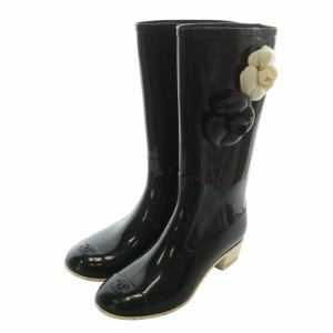 レインブーツ フラワー カメリア ココマーク 37 ブラック