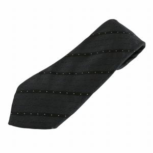 ネクタイ 絹 シルク レギュラータイ ストライプ ロゴ 紺 ネイビー 黒 ブラック /XZ OH GY12