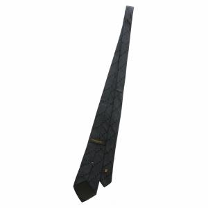 LOUIS VUITTON ネクタイ 絹 シルク レギュラータイ ストライプ ロゴ 紺 ネイビー 黒 ブラック /XZ OH GY12