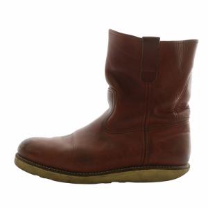 RED WING 90s 四角犬タグ ペコスブーツ ショート レザー ラウンドトゥ ロゴ 9.5 27.5cm 茶色 ブラウン