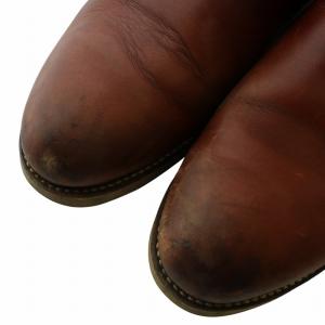 RED WING 90s 四角犬タグ ペコスブーツ ショート レザー ラウンドトゥ ロゴ 9.5 27.5cm 茶色 ブラウン