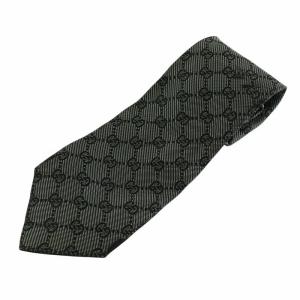 ネクタイ 絹 シルク ワイドタイ GG柄 総柄 グレー 黒 ブラック /XZ OH GY12