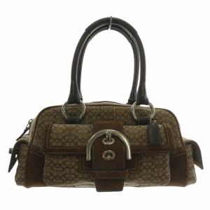 ハンドバッグ ミニボストン キャンバス スエード シグネチャー 総柄 3647 茶色 ブラウン /XZ