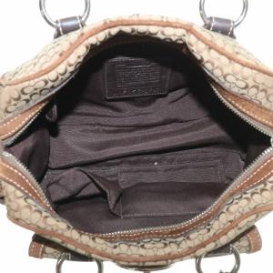 COACH ハンドバッグ ミニボストン キャンバス スエード シグネチャー 総柄 3647 茶色 ブラウン /XZ
