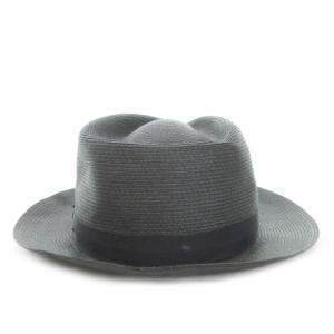 NEW YORK HAT 帽子 中折れ帽 中折れハット ストローハット リボン 羽根 XL グレー /MN5 GY12