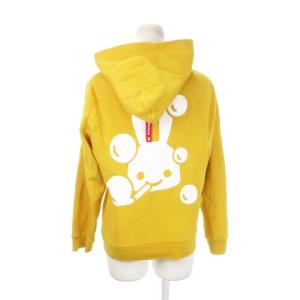 parka ダブルジップパーカー 長袖 スウェット 裏起毛 プリント ウサギ柄 S 黄 イエロー /MN21