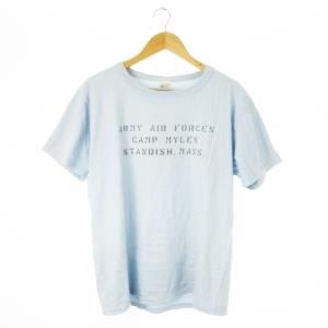 BUZZ RICKSON’S Tシャツ クルーネック 丸首 半袖 バックプリント アーミー ミリタリー L 青 ブルー /CK21 GY12