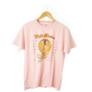 半袖Tシャツ クルーネック コットン プリント レディ L ピンク /AO17 GY12