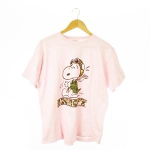 × ピーナッツ PEANUTS 半袖Tシャツ クルーネック コットン プリント スヌーピー カモフラ 迷彩柄