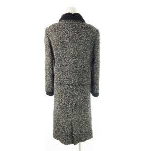 YUKI TORII セットアップ スーツ ジャケット タイトスカート ツイード ラメ ファー付き 40 L 黒 ブラック /CK34