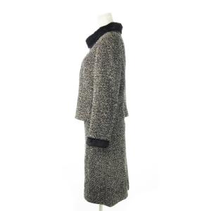 YUKI TORII セットアップ スーツ ジャケット タイトスカート ツイード ラメ ファー付き 40 L 黒 ブラック /CK34