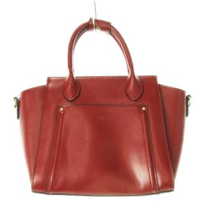 ハンドバッグ 2way ショルダーバッグ レザー 革 ロゴ型押し 赤 レッド /CK13 GY12