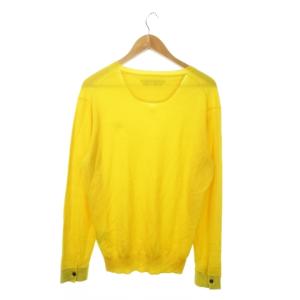 BURBERRY BLACK LABEL ニット セーター Vネック 長袖 ウール ロゴ刺繍 3 L 黄 イエロー /MN16 GY12