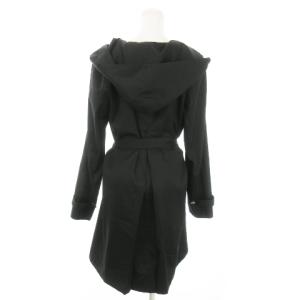 PATRIZIA PEPE スプリングコート フーディ ウエストマーク リボン 大きいサイズ 42 XL 黒 ブラック /AO12