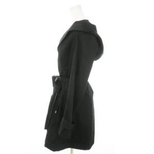 PATRIZIA PEPE スプリングコート フーディ ウエストマーク リボン 大きいサイズ 42 XL 黒 ブラック /AO12