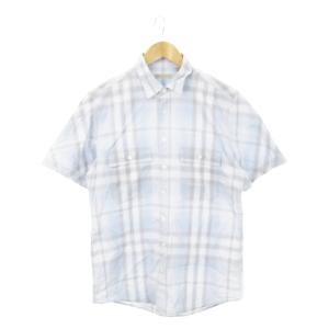 半袖シャツ レギュラーカラー ポケット コットン M 青 ブルー /AH6 GY12