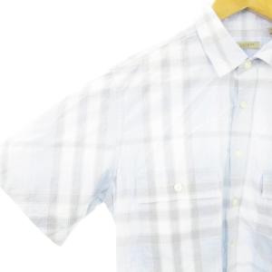 BURBERRY BRIT 半袖シャツ レギュラーカラー ポケット コットン M 青 ブルー /AH6 GY12