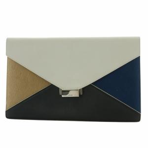 ダイアモンドクラッチ クラッチバッグ セカンドバッグ ハラコ レザー ロゴ 白 ホワイト マルチカラー