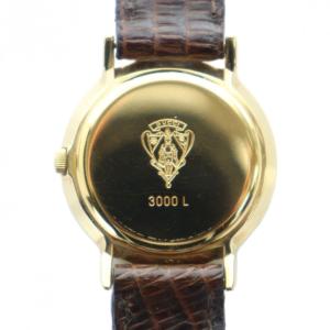 GUCCI 3000L 腕時計 ゴールドカラー クォーツ シェリーライン ローマン ラウンド レザーベルト