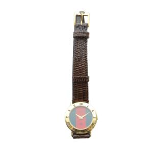 GUCCI 3000L 腕時計 ゴールドカラー クォーツ シェリーライン ローマン ラウンド レザーベルト
