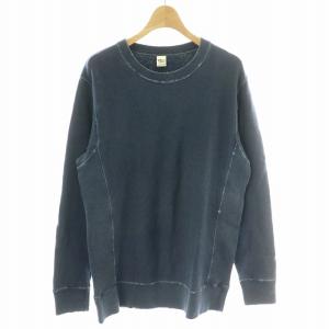 スウェット トレーナー 長袖 ダメージ加工 インサイドアウト 裏毛 裏パイル M 紺 ネイビー 512090261-1071