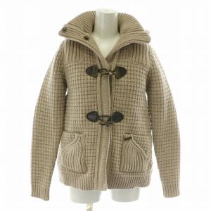 ニットダッフルコート ミドル ハーフ アウター ブルゾン 長袖 フード セーター ローゲージ ウール 毛