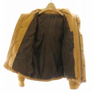 PAUL SMITH ラムレザー ダウン ジャケット ラクーンファー M キャメル ブラウン