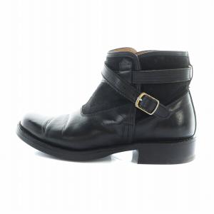 HARDER ショートブ?ツ ブーティ ロゴ ハラコ レザー ベルト 4 26cm 黒 ブラック GY37