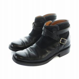 foot the coacher HARDER ショートブ?ツ ブーティ ロゴ ハラコ レザー ベルト 4 26cm 黒 ブラック GY37