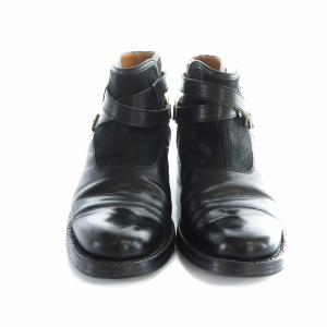 foot the coacher HARDER ショートブ?ツ ブーティ ロゴ ハラコ レザー ベルト 4 26cm 黒 ブラック GY37