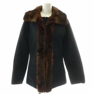 中綿ジャケット ラビットファー 38 ブラック ブラウン