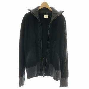 ジップブルゾン ニット コーデュロイ L ブラック グレー