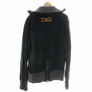 DOLCE&GABBANA ジップブルゾン ニット コーデュロイ L ブラック グレー