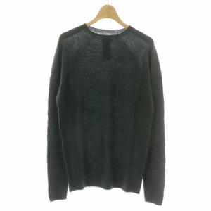 ニット セーター 長袖 ウール 毛 薄手 起毛 ワッフル M 灰 グレー 白 ホワイト  /MP GY37