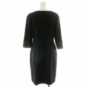 STRAWBERRY-FIELDS ワンピース ロング 七分袖 レース刺繍 総裏地 2 M 白 ホワイト 黒 ブラック 52-11107 /MP