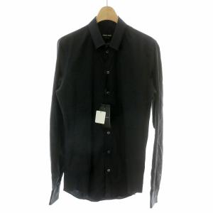 カジュアルシャツ レギュラーカラー 長袖 イタリア製 38 S 黒 ブラック KSC06T KSM7C