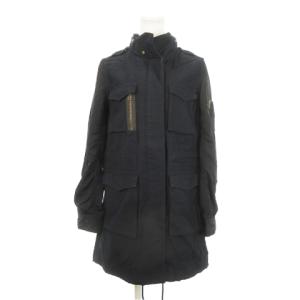 モッズコート ミリタリー フード収納 異素材 切り替え ナイロン M 黒 ブラック /AH16 GY37