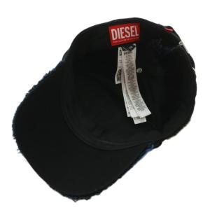 DIESEL 帽子 キャップ ダメージ加工 ロゴ 刺繍 ワッペン 2 黒 ブラック A12710 /XZ GY37