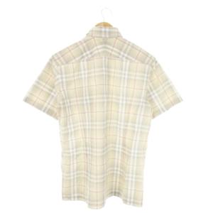 BURBERRY LONDON SAMPLE品 シャツ レギュラー 半袖 コットン チェック 総柄 L ベージュ /AO11 GY37