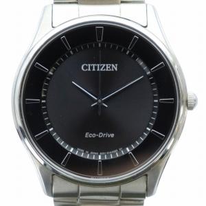 腕時計 ウォッチ クォーツ 黒文字盤 エコドライブ ロゴ シルバー色 E031-S103720 GY37