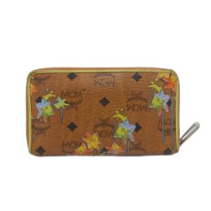 長財布 ウォレット レザー 総柄 ロゴ ラウンドファスナー 茶 ブラウン /FT GY37