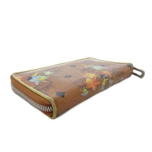 MCM 長財布 ウォレット レザー 総柄 ロゴ ラウンドファスナー 茶 ブラウン /FT GY37