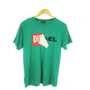 T DIEGO QA T-SHIRT 半袖Tシャツ クルーネック コットン プリント ロゴ M 緑 グリーン