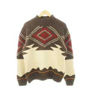 90s ヴィンテージ ニット セーター ハイネック 長袖 ウール インターシャ ネイティブ オルテガ チマヨ