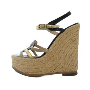 YVES SAINT LAURENT ウェッジソール サンダル エナメル 厚底 35 1/2 22.5cm ベージュ /FT GY37